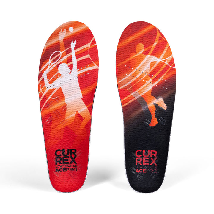 Vue de dessus de la paire de semelles ACEPRO low profile de couleur rouge #1-choix-de-ton-profil_low