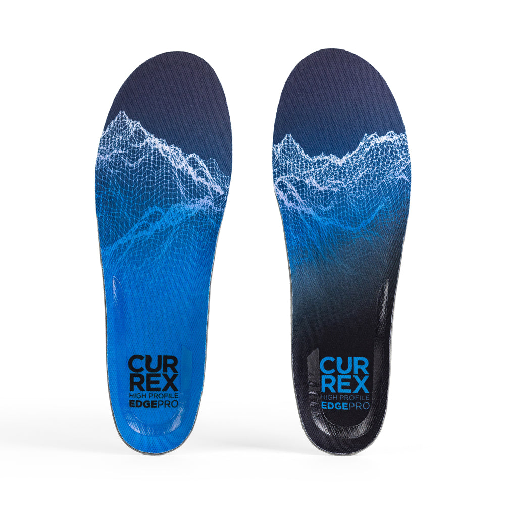 Vue de dessus de la paire de semelles hautes EDGEPRO de couleur bleue #1-choisir-son-profil_high