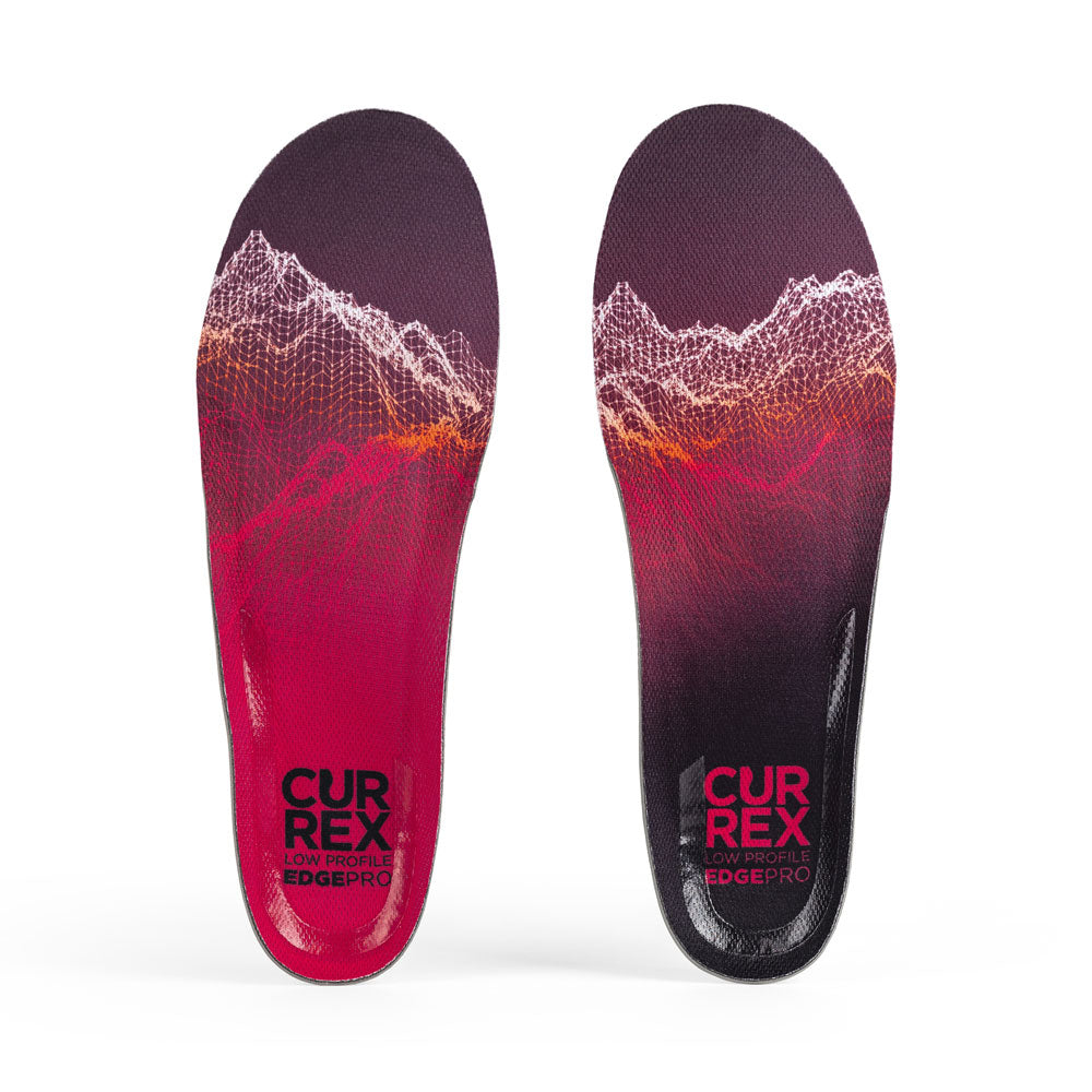 Vue de dessus de la paire de semelles EDGEPRO low profile de couleur rouge #1-choix-devotre-profil_low