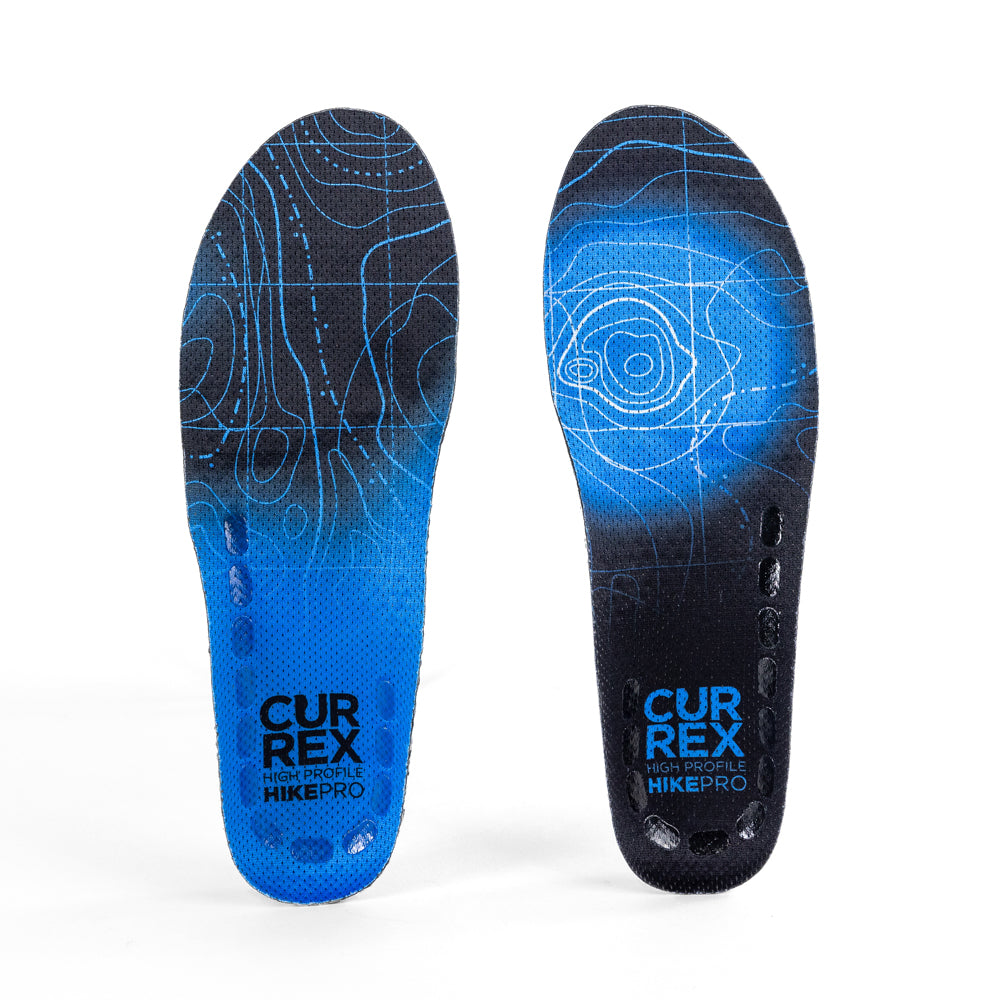 Vue de dessus de la paire de semelles HIKEPRO haut profil de couleur bleue #1-choisissez-votre-profil_high