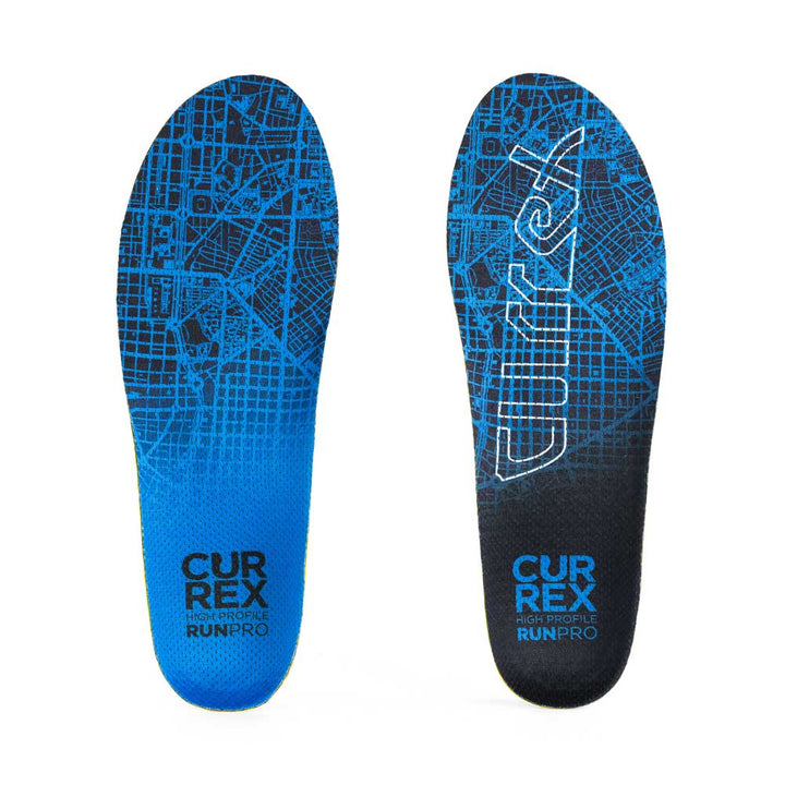 Vue de dessus de la paire de semelles RUNPRO haut profil de couleur bleue #1-choisir-son-profil_haut