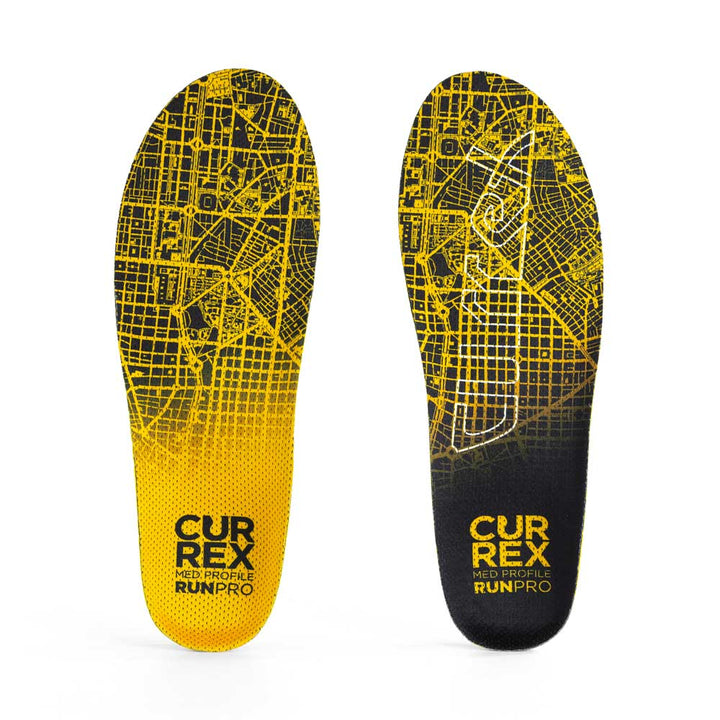 Vue de dessus de la paire de semelles RUNPRO à profil moyen de couleur jaune #1-choix-de-son-profil_med