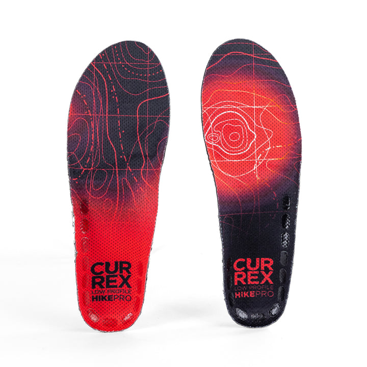 Top view of red colored HIKEPRO low profile pair of insoles #1-wise-dein-profile_low